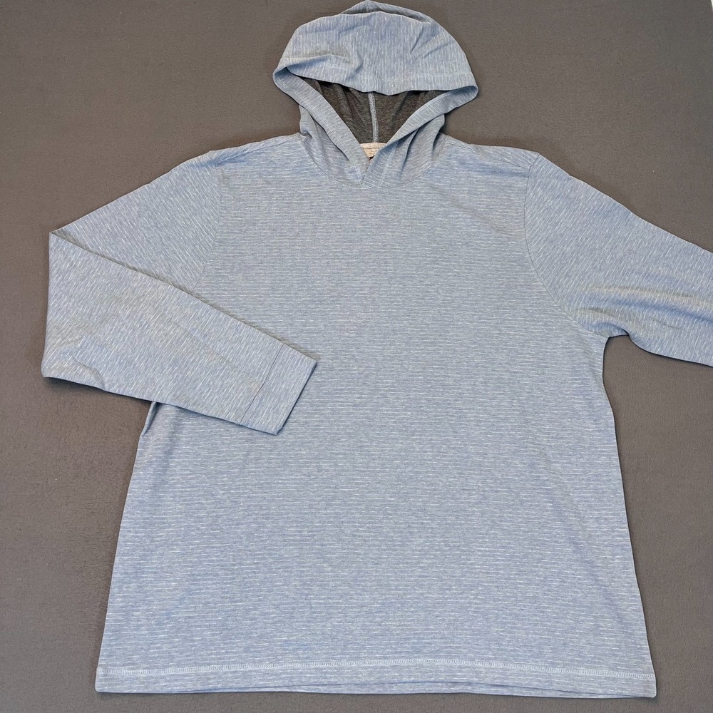 Horn Legend Mens 3XL‎ Hoodie Striped Heather Blue Pullover Modal Cotton HLIL045H